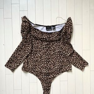 American Apparel bodysuit leopard off theshoulder